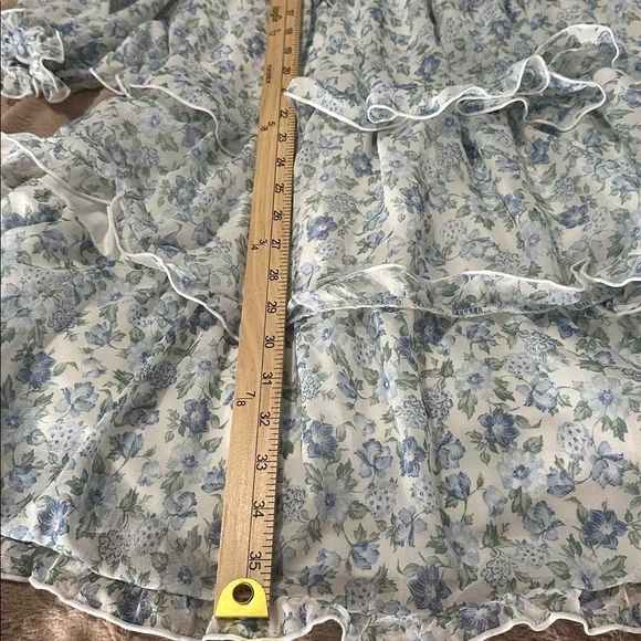 Ultra Flirt Spring and Summer Blue Floral Ruffle Tiered Dress - Picture 10 of 10